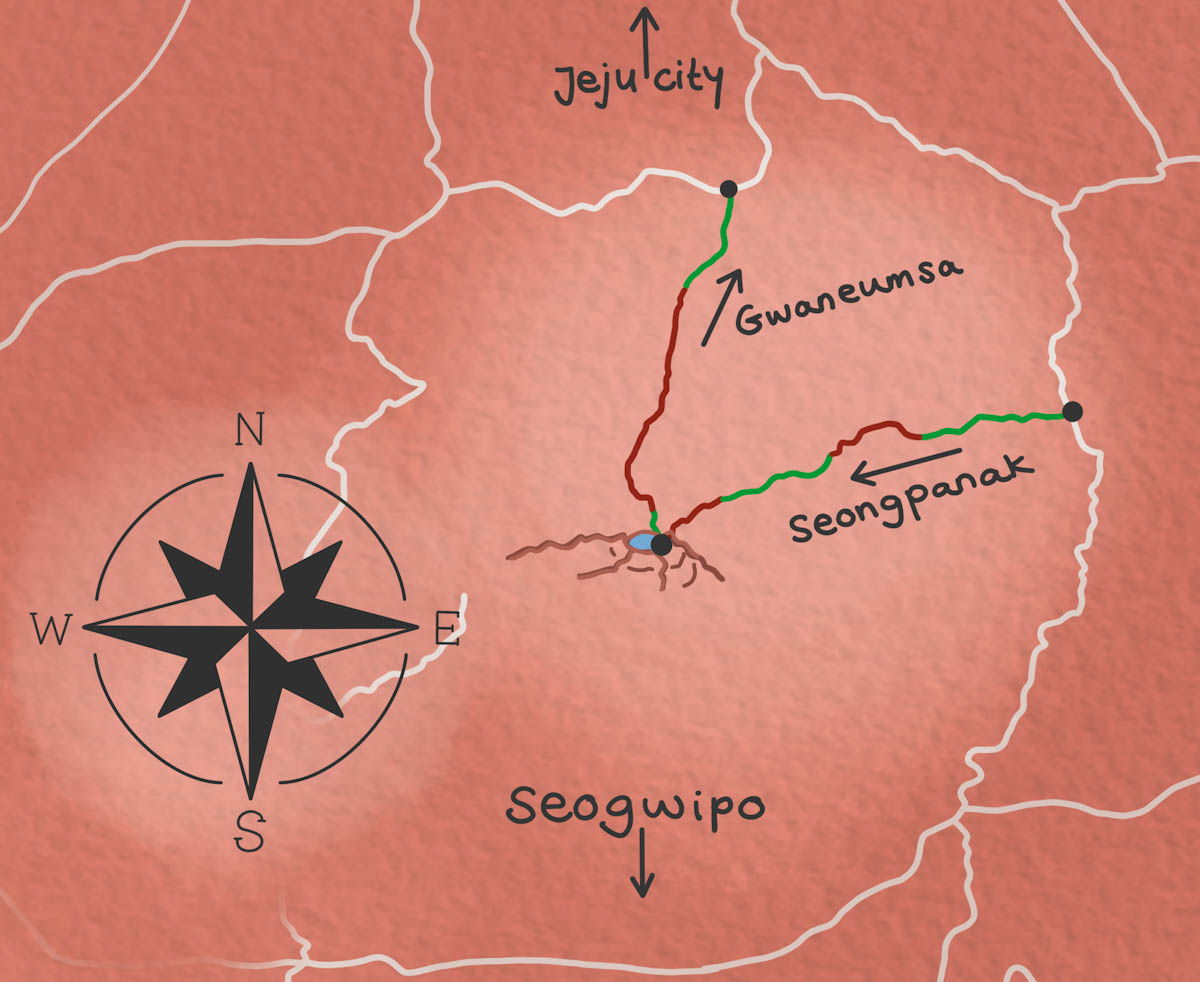 Mt Hallasan hike trail map