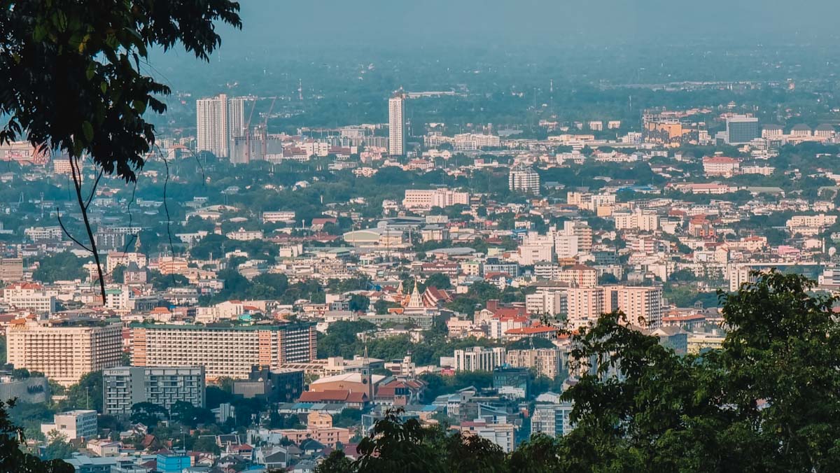 Viewpoint down the road from the Wat Phrathat Doi Suthep temple over Chiang Mai.