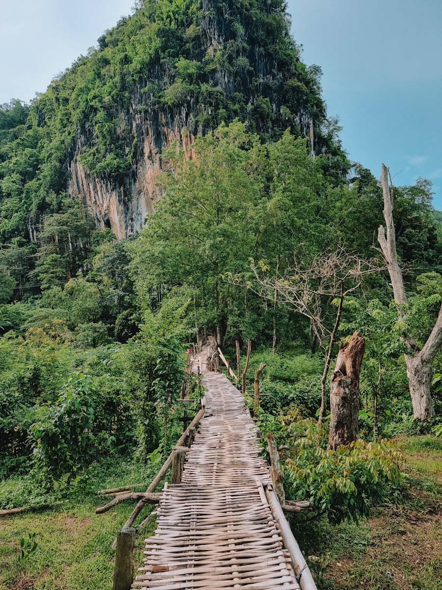 Bamboo bridge in Nong Khiaw