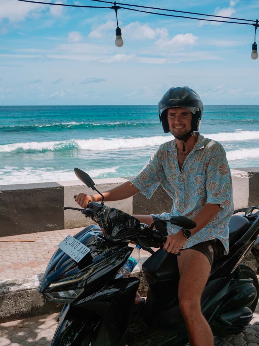 Driving a motorbike on Pulau Weh, Indonesia