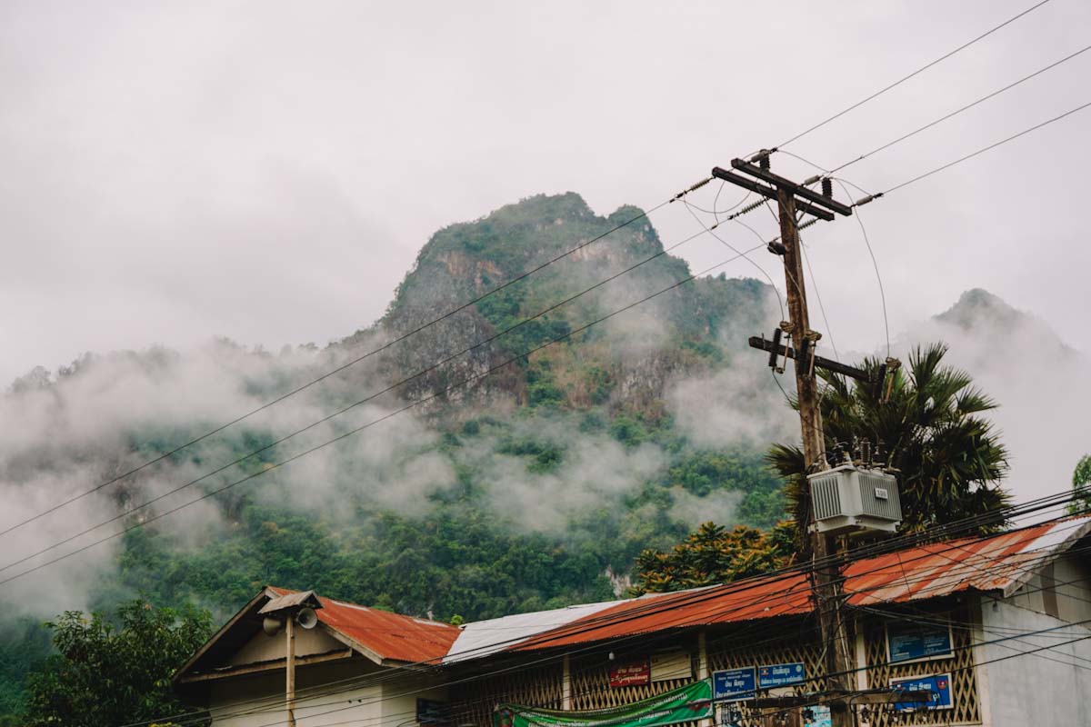 Nong Khiaw mountains in the clouds