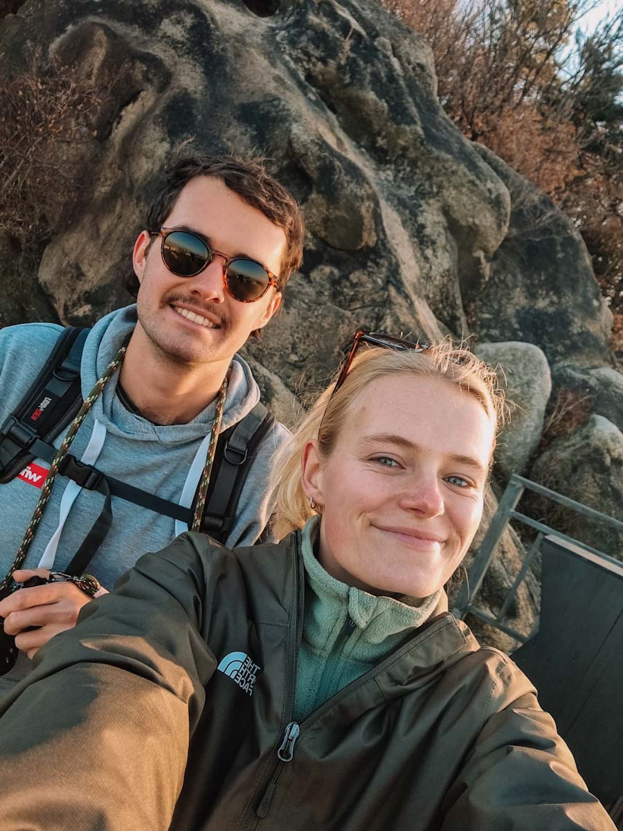 Selfie of Stamping Passports while hiking Ansan mountain in Seoul