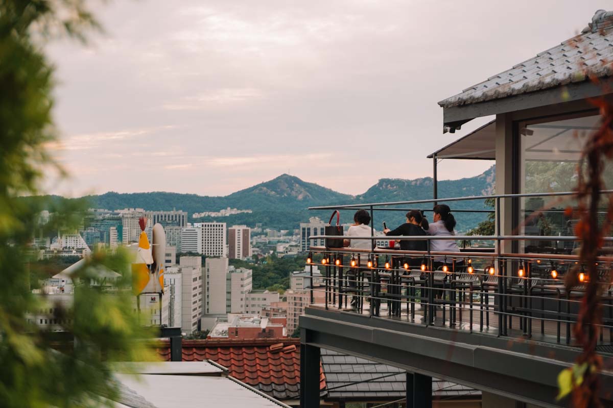 Cafe with view next to Naksan park in Seoul