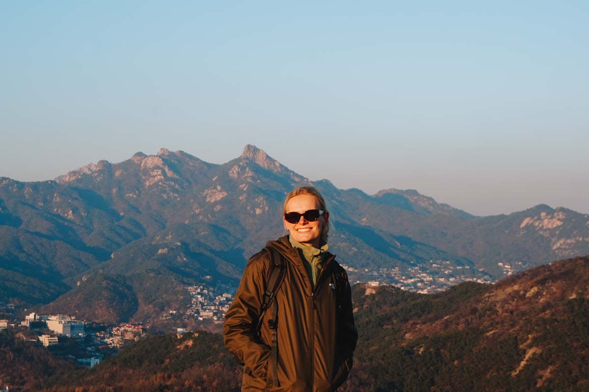 View on mount Bukhansan from Ansan peak hike in Seoul