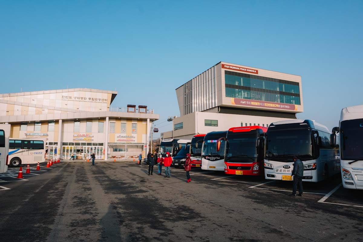 Bus parking lot during DMZ tour in South Korea