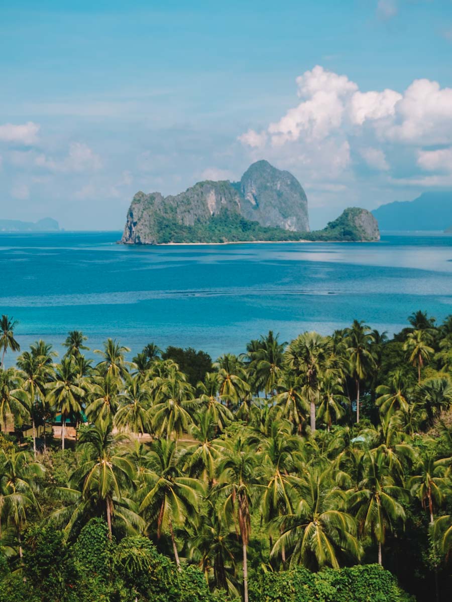 Stunning blue ocean and palmtrees in El Nido