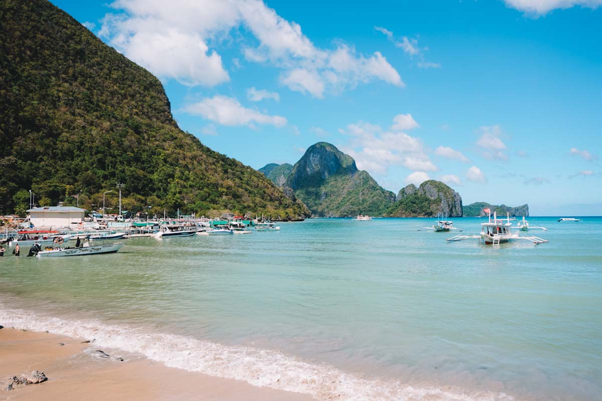 View of El Nido beach from restaurant